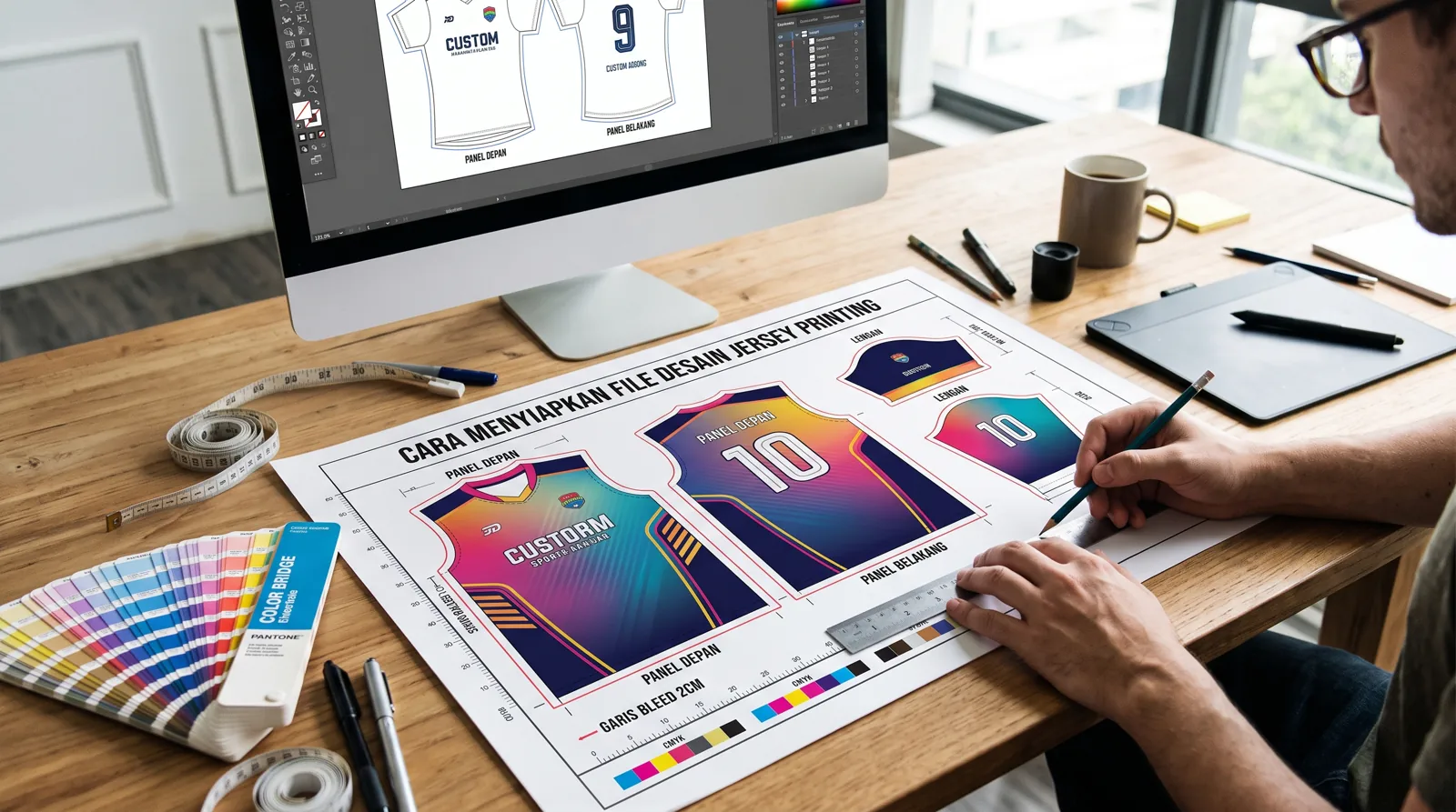 Ilustrasi file desain jersey printing untuk panduan jersey printing Zipzip