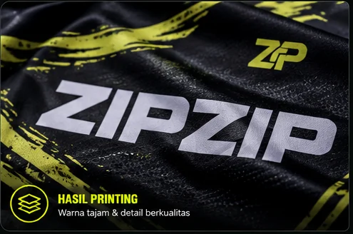 Detail hasil printing sublimasi jersey custom Zipzip Bandung